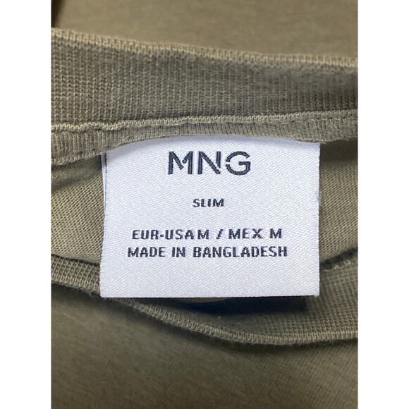 Mango MNG Men' Army Green Crewneck Short Sleeve Basic Tee T-shirt Top Size M - Picture 3 of 3